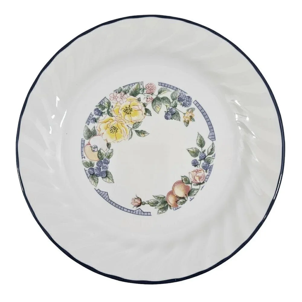Corelle Corning USA Orchard Rose Floral Center Salad Luncheon Plates - Set of 3
